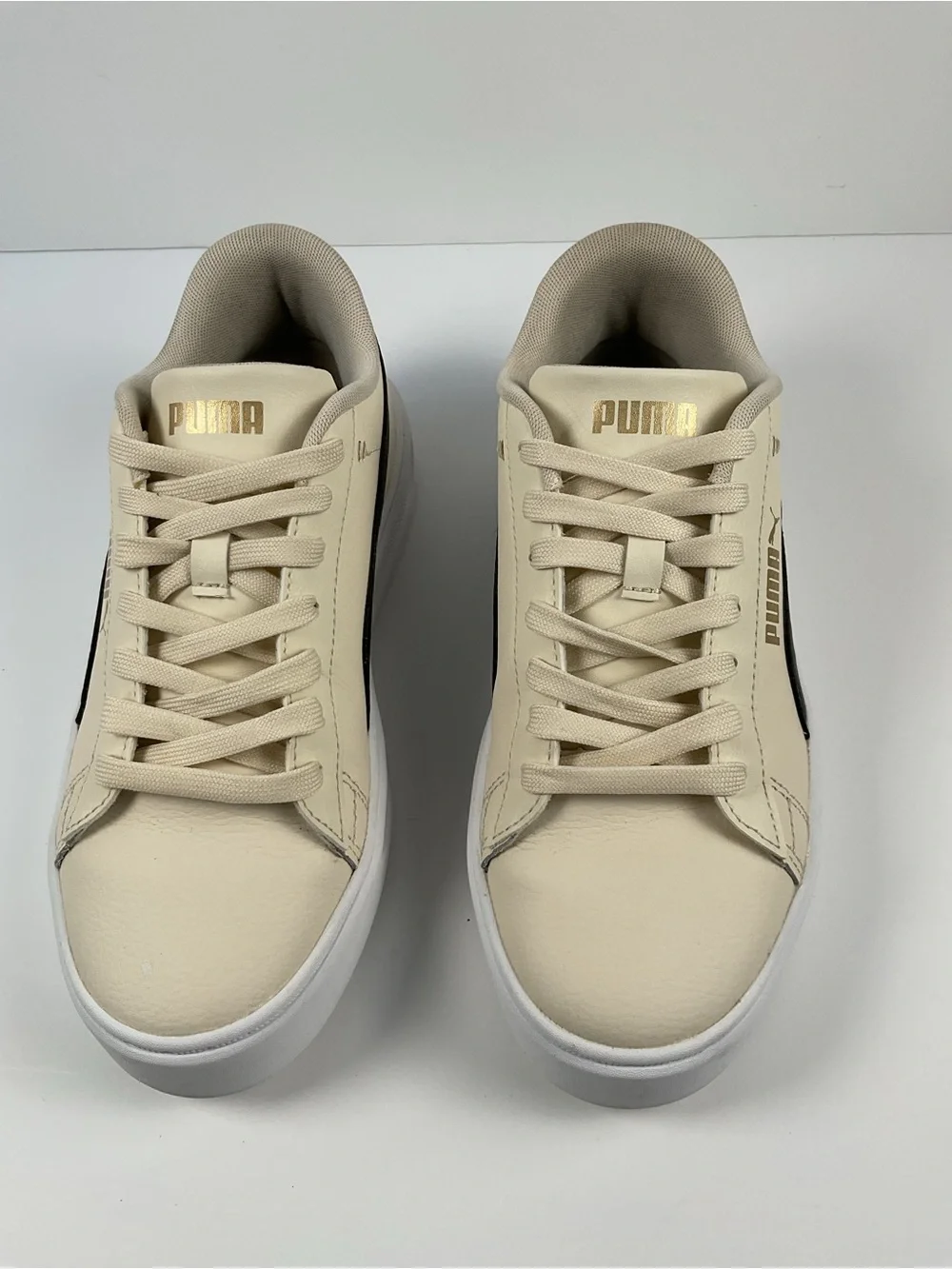 Puma Smash Platform V3 Women Sneakers Cream Black Size 8 Casual Shoes - Picture 4 of 10